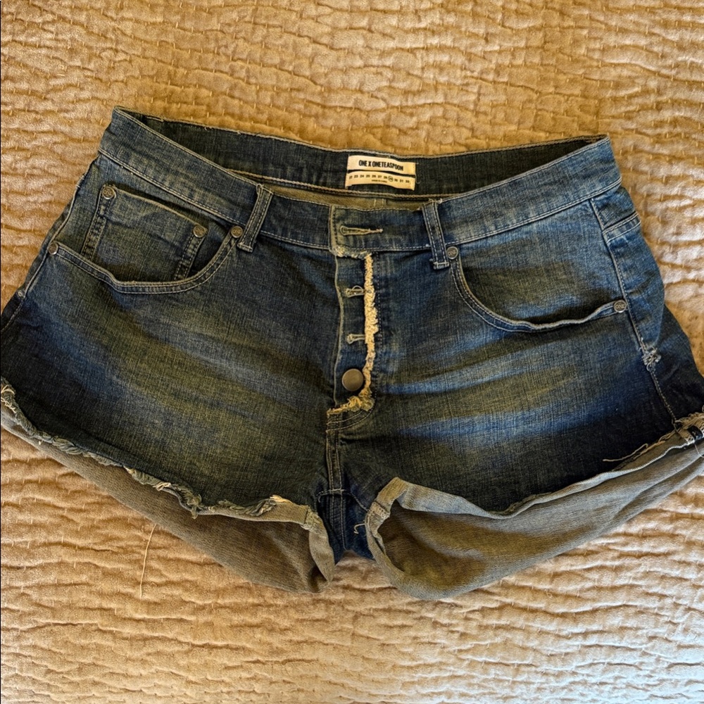 One Teaspoon Women's Distressed Blue Jean Shorts